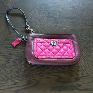 Coach “Park” Pink and Plum Quilted Wristlet EUC